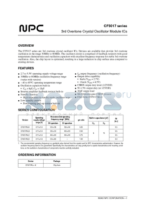 CF5017 datasheet - 3rd Overtone Crystal Oscillator Module ICs