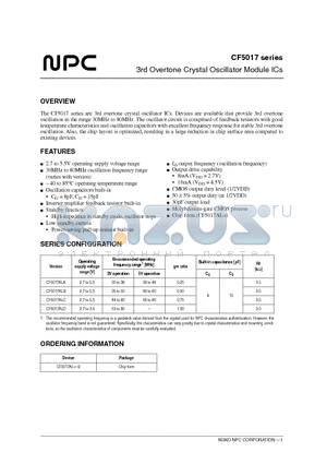 CF5017ALB-2 datasheet - 3rd Overtone Crystal Oscillator Module ICs