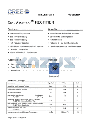 CSD20120D datasheet - RECTIFIER