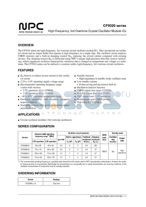 CF5020ALD-2 datasheet - High-Frequency, 3rd Overtone Crystal Oscillator Module ICs