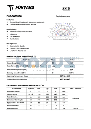 FYLS-0805BGC datasheet - SMD