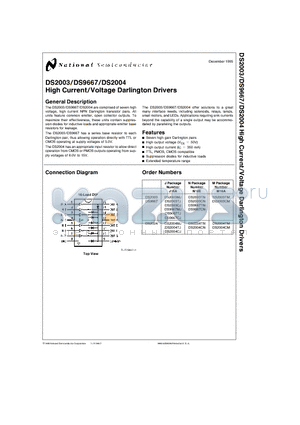 DS2004CM datasheet - High Current/Voltage Darlington Drivers