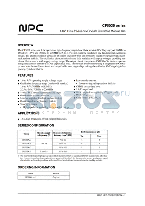 CF5035ALC datasheet - 1.8V, High-frequency Crystal Oscillator Module ICs