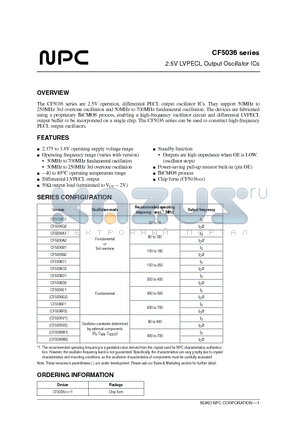 CF5036A2 datasheet - 2.5V LVPECL Output Oscillator ICs