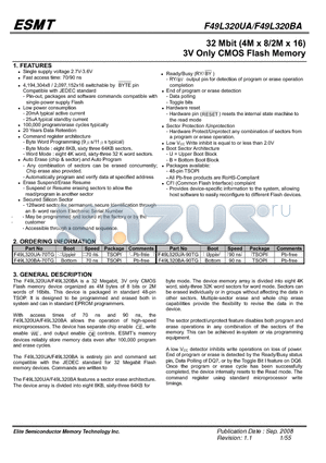 F49L320BA datasheet - 32 Mbit (4M x 8/2M x 16) 3V Only CMOS Flash Memory