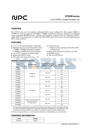 CF5036B1 datasheet - 2.5V LVPECL Output Oscillator ICs