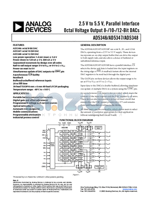 AD5347 datasheet - 2.5 V to 5.5 V, Parallel Interface 2.5 V to 5.5 V, Parallel Interface