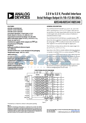 AD5346BCP datasheet - 2.5 V to 5.5 V, Parallel Interface 2.5 V to 5.5 V, Parallel Interface