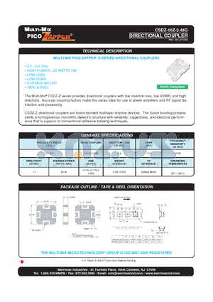 CSDZ-10Z-2.45G datasheet - DIRECTIONAL COUPLER