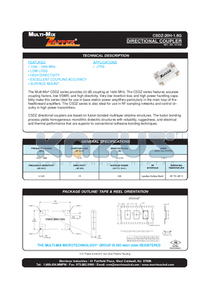 CSDZ-20H-1.6G datasheet - DIRECTIONAL COUPLER