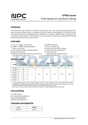 CF5073XX-1 datasheet - VCXO Module ICs with Built-in Varicap