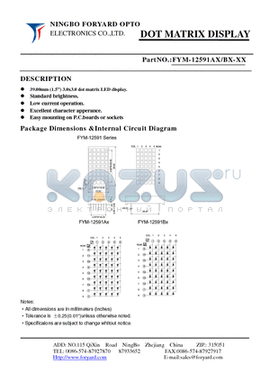 FYM-12591BX datasheet - DOTMATRIX DISPLAY