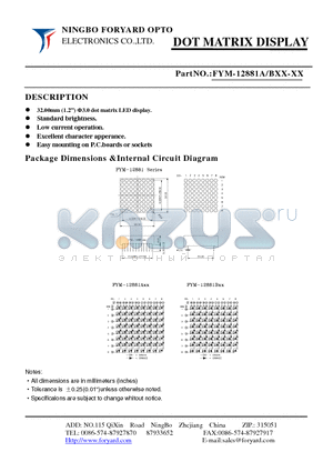 FYM-12881BXX-4 datasheet - DOTMATRIX DISPLAY