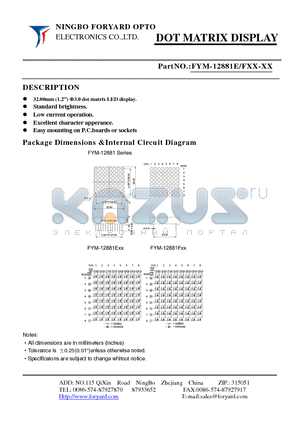 FYM-12881EXX-0 datasheet - DOTMATRIX DISPLAY