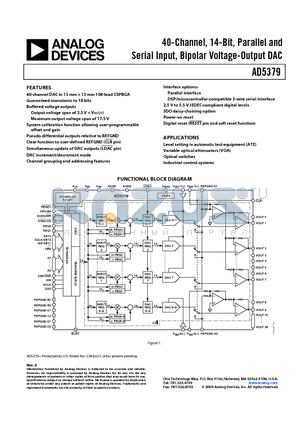 AD5379ABC datasheet - 40-Channel, 14-Bit, Parallel and Serial Input, Bipolar Voltage-Output DAC