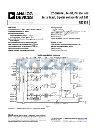 AD5383BST-3 datasheet - 32-Channel, 14-Bit, Parallel and Serial Input, Bipolar Voltage Output DAC