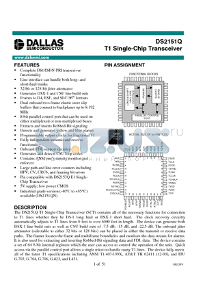 DS2151Q datasheet - T1 Single-Chip Transceiver