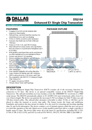 DS2154LN datasheet - Enhanced E1 Single Chip Transceiver