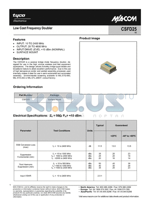 CSFD25 datasheet - Low Cost Frequency Doubler