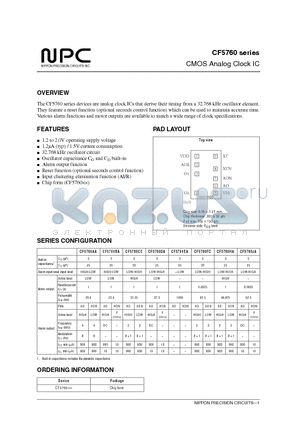 CF5760BA datasheet - CMOS Analog Clock IC