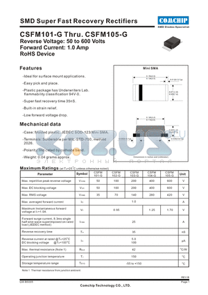 CSFM105-G datasheet - SMD Super Fast Recovery Rectifiers