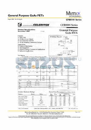 CFB0101 datasheet - General Purpose GaAs FETs