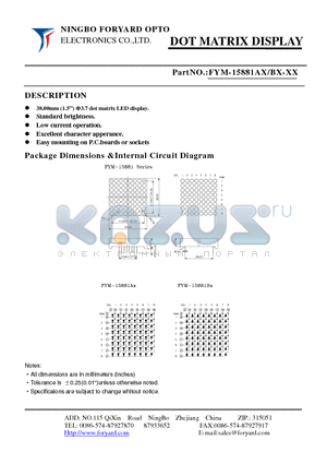 FYM-15881BX-4 datasheet - DOTMATRIX DISPLAY