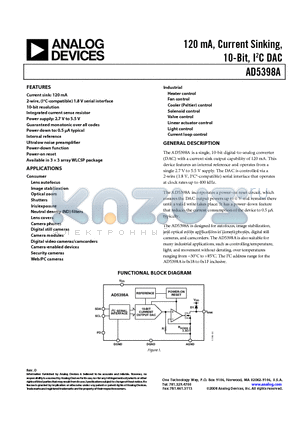 AD5398A datasheet - 120 mA, Current Sinking, 10-Bit, I2C DAC