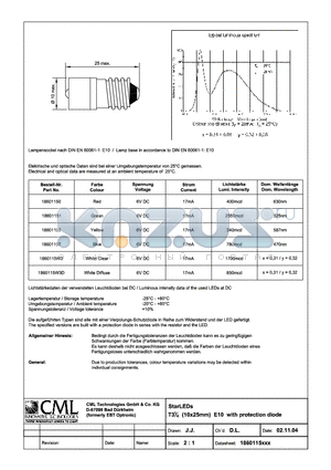 1860115W3D datasheet - StarLEDs T31/4 (10x25mm)E10 with protection diode