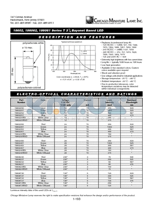 18602350 datasheet - T 31/4 Bayonet Based LED