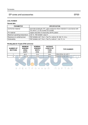 CSH-EP20-2S-10P-T datasheet - EP cores and accessories