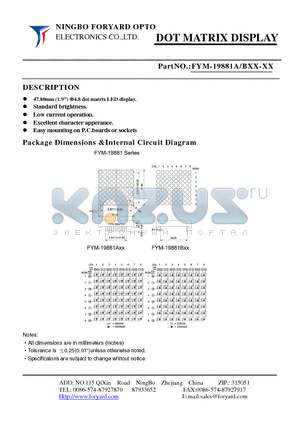 FYM-19881AXX-3 datasheet - DOTMATRIX DISPLAY