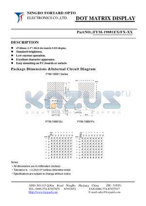 FYM-19881EX-0 datasheet - DOTMATRIX DISPLAY