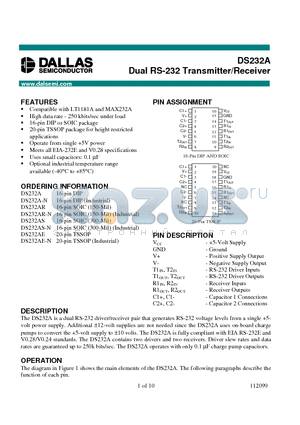 DS232AE-N datasheet - Dual RS-232 Transmitter/Receiver