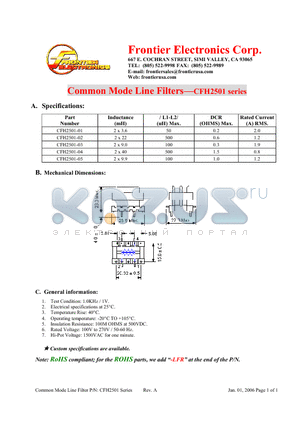 CFH2501-04 datasheet - Common Mode Line Filters