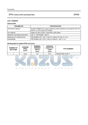 CSHS-EPX9-1S-8P-T datasheet - EPX cores and accessories