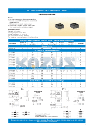 CFJ-3-222A datasheet - Compact SMD Common Mode Chokes