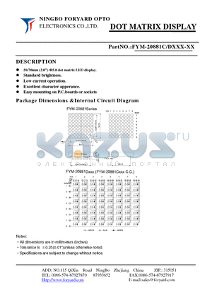 FYM-20881CXXX datasheet - DOTMATRIX DISPLAY