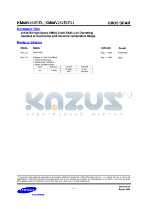 KM68V257ELI-15 datasheet - 32Kx8 Bit High-Speed CMOS Static RAM (3.3V Operating)