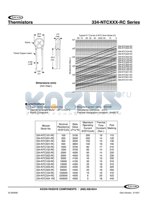 334-NTC103-RC datasheet - THERMISTORS