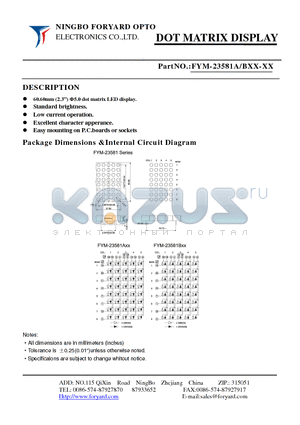 FYM-23581BXX-2 datasheet - DOTMATRIX DISPLAY