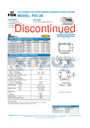 F5C2E datasheet - 5.0V HCMOS TRI-STATE ENABLE/DISABLE OSCILLATORS