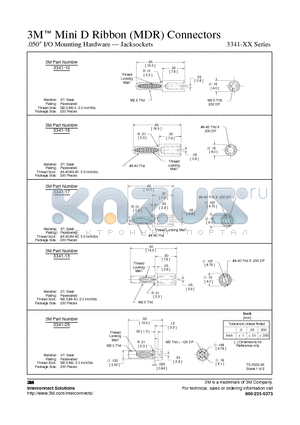 3341-25 datasheet - 3M Mini D Ribbon (MDR) Connectors