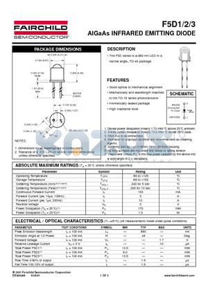 F5D3 datasheet - AlGaAs INFRARED EMITTING DIODE