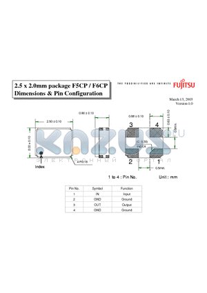 F5CP datasheet - 2.5 x 2.0mm package F5CP / F6CP Dimensions & Pin Configuration