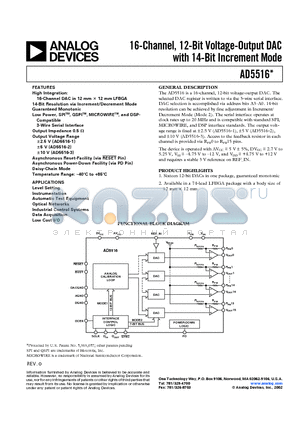 AD5516ABC-1 datasheet - 16-Channel, 12-Bit Voltage-Output DAC with 14-Bit Increment Mode