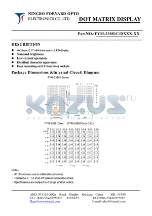 FYM-23881CXXX-4 datasheet - DOTMATRIX DISPLAY