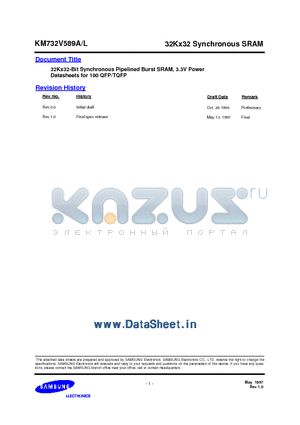 KM732V589L datasheet - 32Kx32 Synchronous SRAM