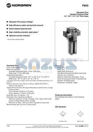 F64G-2BD-AP2 datasheet - Olympian Plus General Purpose Filter