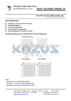 FYM-23883AX datasheet - DOTMATRIX DISPLAY